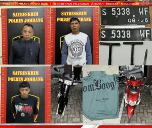 Polisi Ringkus 3 Pelaku Curanmor di Jombang, Incar Motor Petani di Sawah