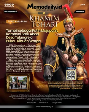 Khamim Tohari Tampil sebagai Patih Majapahit, Karnaval Satu Abad Desa Tulungrejo Pukau Ribuan Warga
